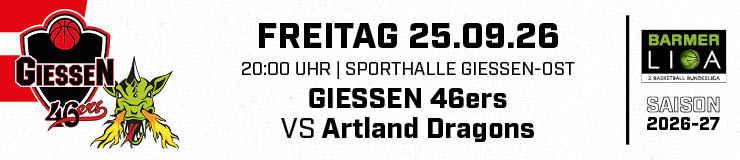 GIESSEN 46ers gegen Artland Dragons am 25.09.2026